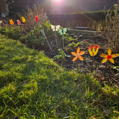 Glass Flowers in the Garden
